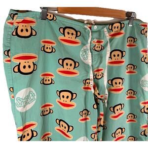 Paul Frank Women’s L Julius Monkey Y2K Lounge Pants Blue Drawstring Pajamas EUC